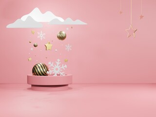 3D render - 3D render - image merry christmas red and green background,Christmas background, Winter landscape,holiday christmas new year concept