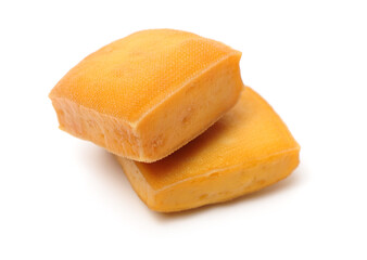 Dried bean curd on white background