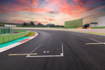 Motorsport background empty circuit asphalt track turn