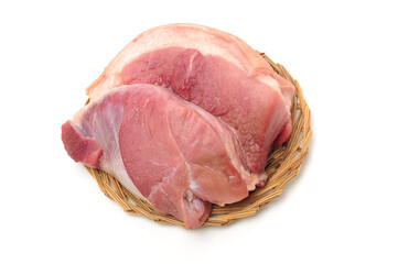 Raw pork meat isolated on white background 