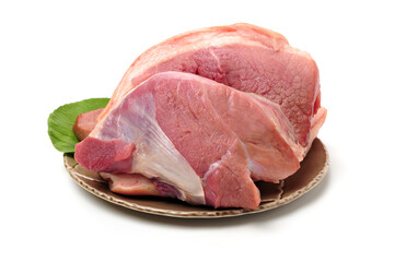 Raw pork meat isolated on white background 