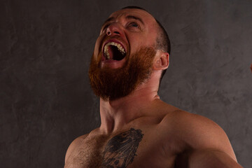Brutal man in studio shot