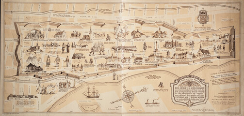 Fototapeta premium Antique map of Montreal. Background for designers
