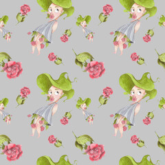 
Seamless patterns. Girl and flowers. Roses. For decorating textiles, packaging.
JPG 4000x4000 format
400 dpi