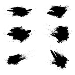 Set of brush strokes. Collection grunge background. Vector black texture isolated on white.