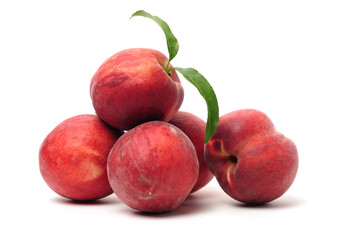 ripe peach on white background