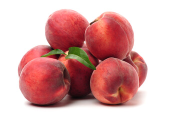 ripe peach on white background