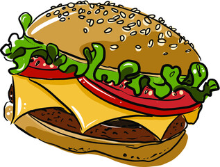 hamburger isolated on white. Vector