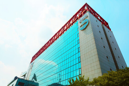 SEOUL, SOUTH KOREA - AUGUST 14, 2015: Headquater building of Korean Broadcasting System - KBS - located at Yeouido island - Seoul, South Korea