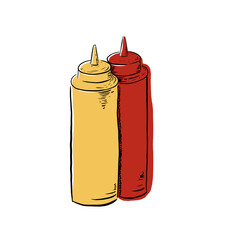 ketchup and mustard, vector