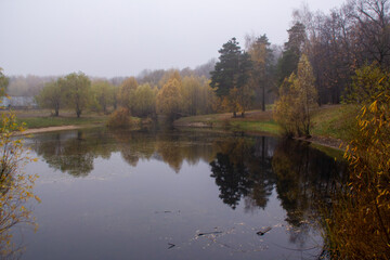 Fototapeta na wymiar autumn pond in the park