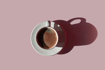 the coffee Cup on a pink background