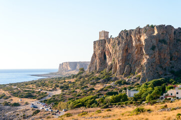 Amazing view of a Mediterranean landscape from the Macari viewpoint in Sicily near San Vito Lo Capo