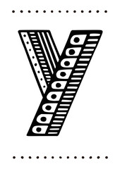 Ornamental capital letter y. Creative initials with geometric motives. Original interior poster with hand-drawn monogram. Vector illustration in scandinavian style.