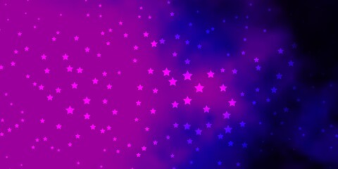 Dark Purple vector background with small and big stars.