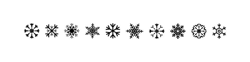 Snowflakes icons. Snowflake template. Snow. New year, winter, christmas, xmas. Whether symbol. Snowflakes vector icons. Vector illustration