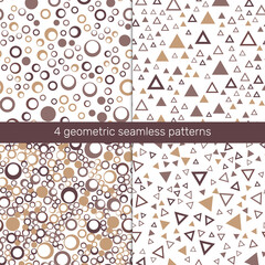 Set of seamless abstract geometric patterns. Vector illustration.