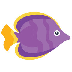 
A purple colored cute cartoon fish showing an idea of aquarium and pet fish 
