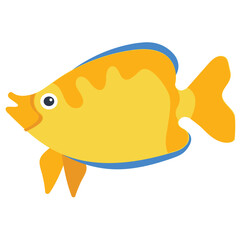 
A tropical marine fish of the family chaetodontidae in yellow and orange color named butterfly fish 
