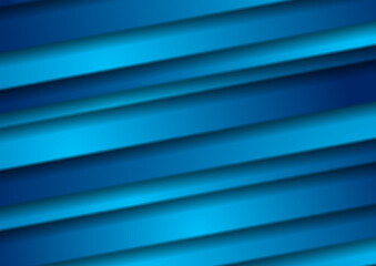 Obraz premium Bright blue smooth stripes abstract tech background. Modern glossy vector design