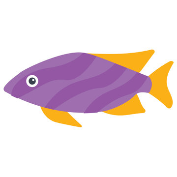 
A purple colored cute cartoon fish showing an idea of aquarium and pet fish 
