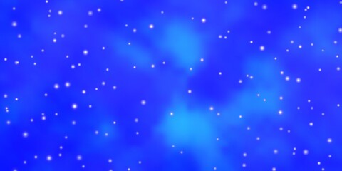 Dark BLUE vector background with small and big stars.