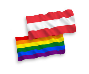 Flags of Austria and Rainbow gay pride on a white background