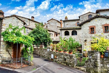Fototapeta na wymiar Tuscany Stone Village Houses in Summer