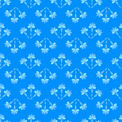 Vector seamless pattern with floral, repeating element. Pattern with a blue flower on a blue background. Use in textiles, clothing, wallpaper, design, baby backgrounds, wrapping paper.