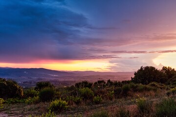 Fototapeta na wymiar Epic Twilight Sky in Rural Tuscany