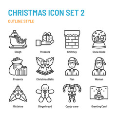 Christmas in outline icon and symbol set