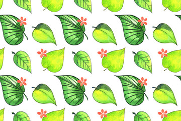 Leaves seamless pattern on white background isolated