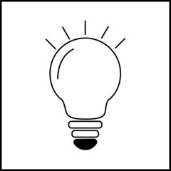 Outline icon of light bulb on white background. Line Icon illuminated lamp. Symbol of idea, creative.