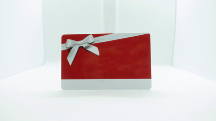 red and white gift card on white back ground with copy space and label space

