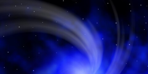 Dark BLUE vector template with neon stars.