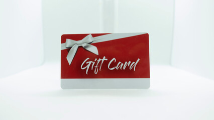 red and white gift card on white back ground with copy space and label space
