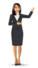 female call center avatar, woman wearing headsets of client services and communication, vector illustration.