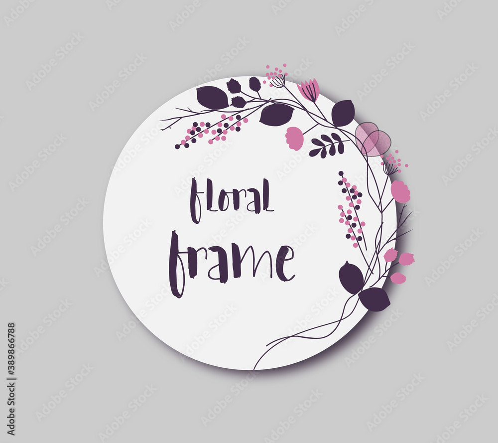 Fototapete vector frame template with flowers and typographic design elements