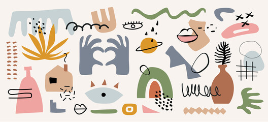 Fototapeta premium Modern abstract elements set, minimal design, vector illustration.