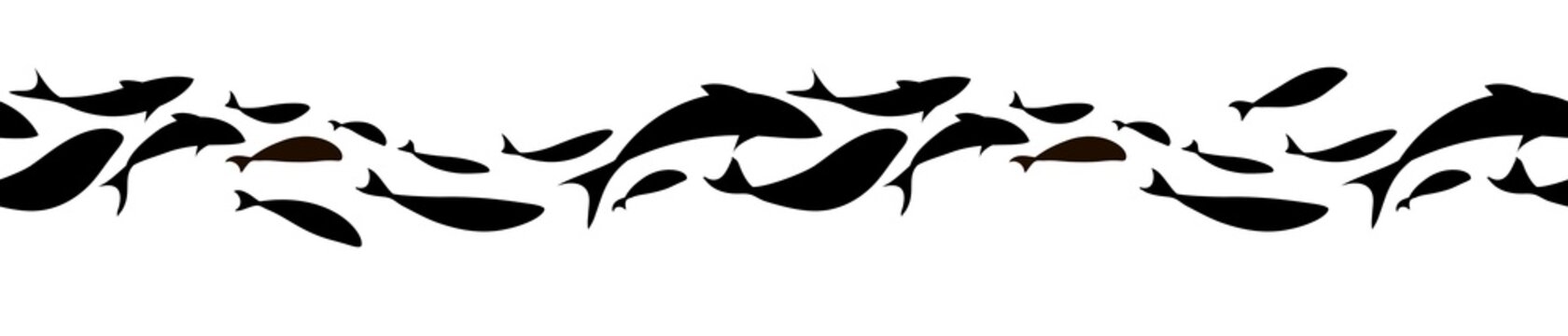 Fish horizontal black seamless pattern. Vector illustration