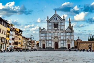 Fototapeta na wymiar Piazza Santa Croce with Santa Croce Basilica , Florence
