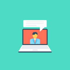 
Online consulting website flat design icon 
