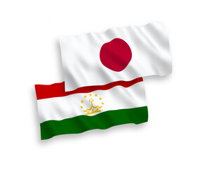 Flags of Japan and Tajikistan on a white background