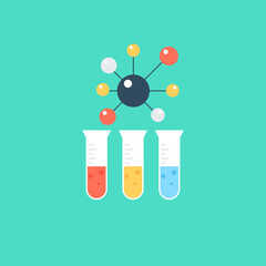 
Lab sample tubes with molecular structure depicts chemistry concept 
