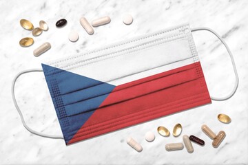 Face mask with flag of Czech Republic during coronavirus pandemic