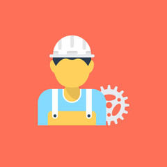 A person with cogwheels symbolising project manager