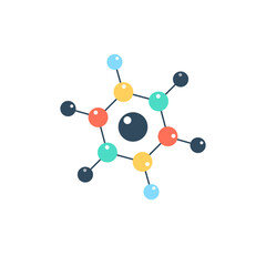 Obraz premium Chemical bonding connecting network, molecular structure flat vector icon 