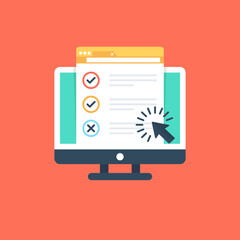 
A flat icon image of usability testing evaluation process
