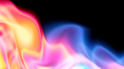 Modern liquid horizontal background. Abstract flame. Yellow and blue lights. Soft light spectral colors. Spectacular texture with chaotic waves. Trendy minimalistic look for mobile phones, cards.