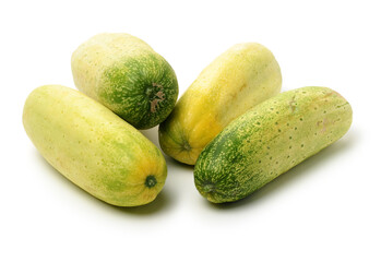 overripe cucumber on white background